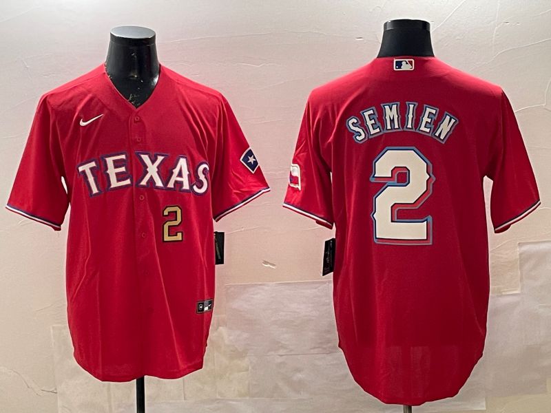 Men Texas Rangers 2 Semien Red Game 2025 Nike MLB Jersey style 2